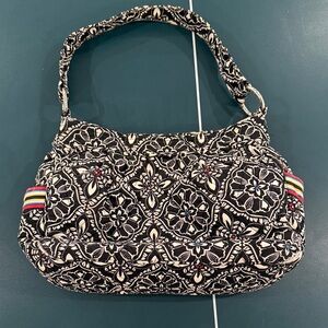 Vera Bradley Quilted Cotton Bag – Black & White Floral Print